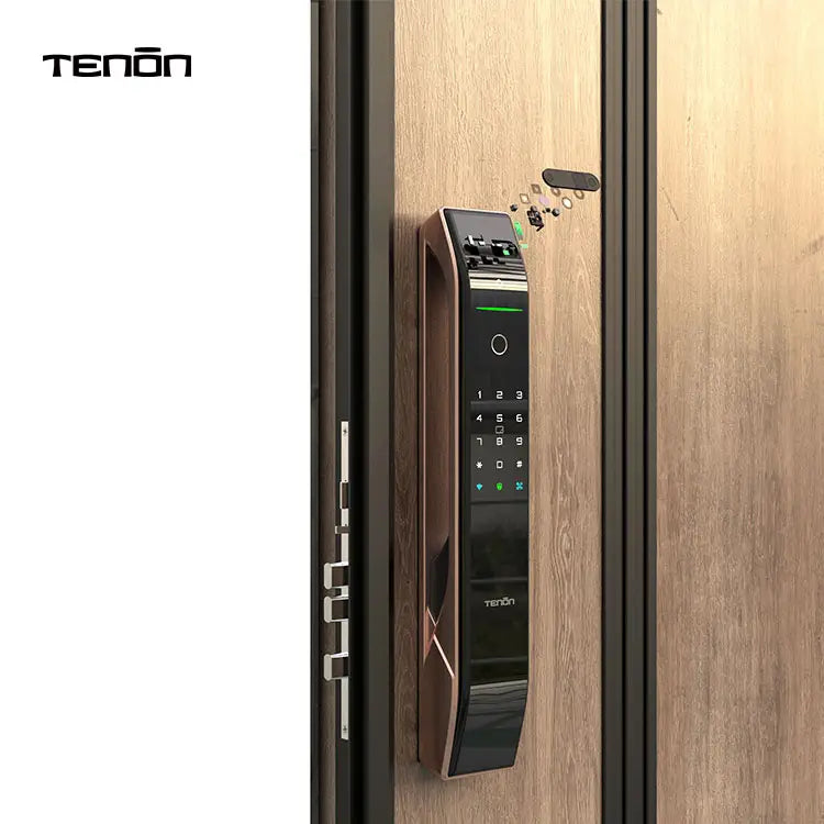 TENON A7X - Electronic Automatic Biometric Fingerprint Face Recognition Lock Tuya APP Wifi Card 3D Face Detection Smart Door Lock